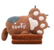 Cute Cat Paw Plush Sofa Bed Decorative Throw Pillow Cushion with Blanket for Office Home; Brown - Default