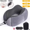 U Shaped Memory Foam Neck Pillows Soft Slow Rebound Space Travel Pillow Massage Sleeping Airplane Pillow Neck Cervical Bedding - Upgrade B Grey - Chin