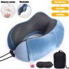 U Shaped Memory Foam Neck Pillows Soft Slow Rebound Space Travel Pillow Massage Sleeping Airplane Pillow Neck Cervical Bedding - Upgrade B Light Blue