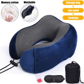 U Shaped Memory Foam Neck Pillows Soft Slow Rebound Space Travel Pillow Massage Sleeping Airplane Pillow Neck Cervical Bedding - Upgrade B Navy Blue -