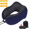 U Shaped Memory Foam Neck Pillows Soft Slow Rebound Space Travel Pillow Massage Sleeping Airplane Pillow Neck Cervical Bedding - Upgrade A Navy Blue -