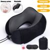 U Shaped Memory Foam Neck Pillows Soft Slow Rebound Space Travel Pillow Massage Sleeping Airplane Pillow Neck Cervical Bedding - Upgrade B Black - Chi