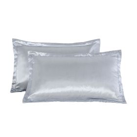 Pure color silk single pillow case - Silver - One