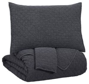 Ashley Ryter Charcoal Casual 3-Piece Queen Coverlet Set Q349003Q - as Pic