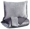 Ashley Maryam Gray Contemporary 3-Piece Queen Coverlet Set Q350003Q - as Pic