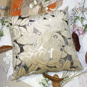 [Silver Beige Rose] Decorative Pillow Cushion / Floor Cushion (23.6 by 23.6 inches) - BETTINO-FJ-006