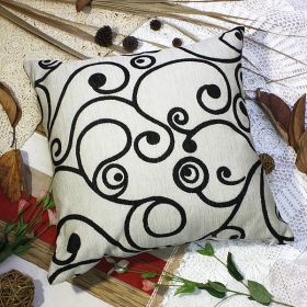 [Black Swirl] Decorative Pillow Cushion / Floor Cushion (23.6 by 23.6 inches) - BETTINO-FJ-023