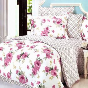 Blancho Bedding - [Rural Rose] 100% Cotton 4PC Duvet Cover Set (Queen Size)(Comforter not included) - BLANCHOMF01004-3