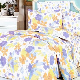 Blancho Bedding - [Purple Orange Flowers] 100% Cotton 3PC Duvet Cover Set (Twin Size)(Comforter not included) - BLANCHOMF01002-1