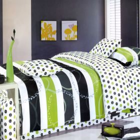 Blancho Bedding - [Green Olive] 100% Cotton 4PC Duvet Cover set (Queen Size)(Comforter not included) - BLANCHOHM01036-3