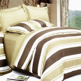 Blancho Bedding - [Chocolate Stripes] 100% Cotton 3PC Duvet Cover Set (Twin Size)(Comforter not included) - BLANCHOMH01022-1