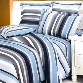 Blancho Bedding - [Blue Purple Stripes] 100% Cotton 4PC Duvet Cover Set (King Size)(Comforter not included) - BLANCHOMH01023-4