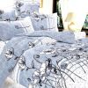 Blancho Bedding - [Pale Blue Lotus] 100% Cotton 4PC Duvet Cover Set (Queen Size)(Comforter not included) - BLANCHOMH01033-3