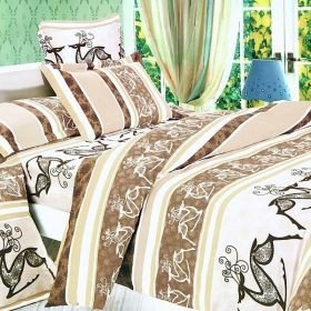 Blancho Bedding - [Beige Deer Totem] 100% Cotton 4PC Duvet Cover Set (Queen Size)(Comforter not included) - BLANCHOMH01004-3