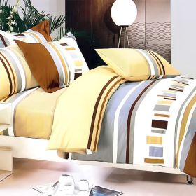 Blancho Bedding - [Brown Abstract] 100% Cotton 4PC Duvet Cover Set (King Size)(Comforter not included) - BLANCHOMH01032-4