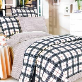 Blancho Bedding - [Red Black Plaid] 100% Cotton 4PC Duvet Cover Set (Queen Size)(Comforter not included) - BLANCHOMF01020-3