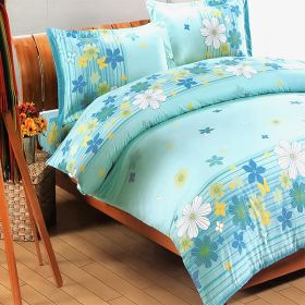 Blancho Bedding - [Turquoise Flowers] 100% Cotton 4PC Duvet Cover Set (Full Size)(Comforter not included) - BLANCHODDX01014-2