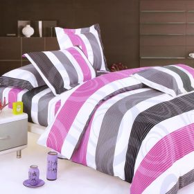 Blancho Bedding - [Pink Purple Swirls] 100% Cotton 4PC Duvet Cover set (Queen Size)(Comforter not included) - BLANCHOHM01012-3