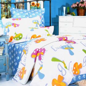 Blancho Bedding - [Colorful Mushroom] 100% Cotton 3PC Duvet Cover Set (Twin Size)(Comforter not included) - BLANCHOMF01017-1