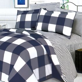 Blancho Bedding - [Navy & White] 100% Cotton 3PC Duvet Cover Set (Twin Size)(Comforter not included) - BLANCHOMF01014-1