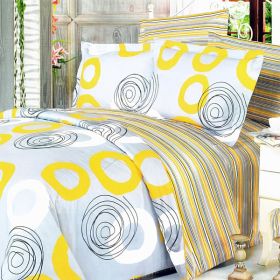 Blancho Bedding - [Yellow Whirl] 100% Cotton 3PC Duvet Cover Set (Twin Size)(Comforter not included) - BLANCHOMF01016-1