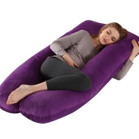 Pure Cotton Pure Color Maternity Pillow U Type - Purple - 70x130cm