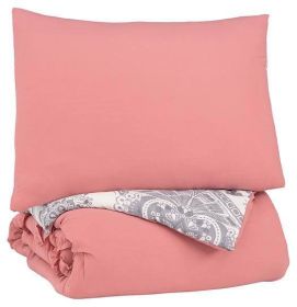 Ashley Avaleigh Pink+White+Gray Contemporary Twin Comforter Set Q702001T - as Pic