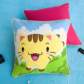 [Kitty Meow] Embroidered Applique Pillow Cushion / Floor Cushion (19.7 by 19.7 inches) - ONITIVA-DP002