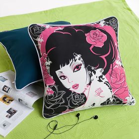 [Oriental Love] Cotton Decorative Pillow Cushion / Floor Cushion (19.7 by 19.7 inches) - ONITIVA-DP004