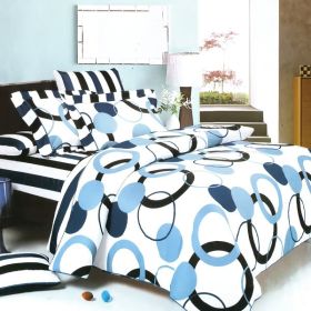 Blancho Bedding - [Artistic Blue] 100% Cotton 3PC Mini Comforter Cover/Duvet Cover Set (King Size) - MINIDUVET-MF01061-4