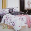 Blancho Bedding - [Plum in Snow] 100% Cotton 4PC Comforter Cover/Duvet Cover Combo (Queen Size) - BLANCHOZT01001-3