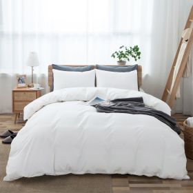 100% Washed Cotton Duvet Cover Set, Durable Fade-Resistant Natural Bedding Set (No Comforter) - White - King