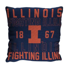 Illinois OFFICIAL NCAA "Stacked" Woven Pillow; 20" x 20" - 1COL/13002/0030/RET