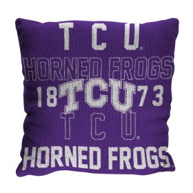 TCU OFFICIAL NCAA "Stacked" Woven Pillow; 20" x 20" - 1COL/13002/0089/RET