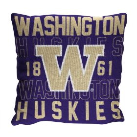 Washington OFFICIAL NCAA "Stacked" Woven Pillow; 20" x 20" - 1COL/13002/0037/RET