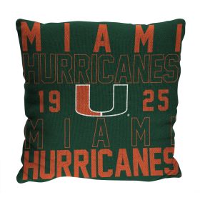 Miami OFFICIAL NCAA "Stacked" Woven Pillow; 20" x 20" - 1COL/13002/0011/RET