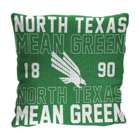 North Texas OFFICIAL NCAA "Stacked" Woven Pillow; 20" x 20" - 1COL/13002/0148/RET