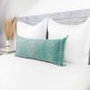 Moroccan Handwoven Cactus Silk Lumbar Pillow 14 x 36 Embroidered cushion - Pine Green