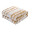 Back Printing Shaved Flannel Plush Blanket; Light Brown Stripe Blanket for Bed or Sofa; 80&quot; x 90&quot; - as Pic