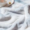 Printed Faux Rabbit Fur Throw; Lightweight Plush Cozy Soft Blanket; 50&quot; x 60&quot;; Grey Strip (2 Pack Set of 2) - as Pic