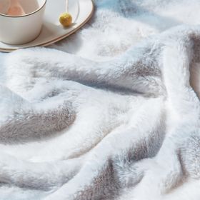 Printed Faux Rabbit Fur Throw; Lightweight Plush Cozy Soft Blanket; 50&quot; x 60&quot;; Grey Strip (2 Pack Set of 2) - as Pic