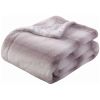 Printed Faux Rabbit Fur Throw; Lightweight Plush Cozy Soft Blanket; 50&quot; x 60&quot;; Coffee Stripe - as Pic