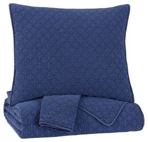 Ashley Ryter Navy Casual 3-Piece King Coverlet Set Q723003K - as Pic