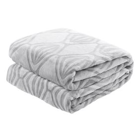 Back Printing Shaved Flannel Plush Blanket; checked Blanket for Bed or Sofa; 80&quot; x 90&quot;; Grey ( Set of 2) - as Pic