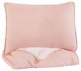 Lexann Twin Comforter Set Q901001T Pink/White/Gray Casual youth top of bed - as Pic