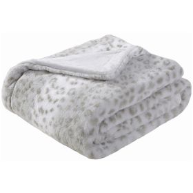 Printed Faux Rabbit Fur Throw; Lightweight Plush Cozy Soft Blanket; 50&quot; x 60&quot;; Grey Leopard - as Pic