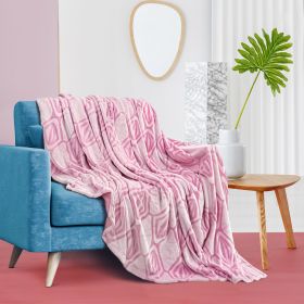 Pack Of 2 Back Printing Shaved Flannel Plush Blanket; checked Blanket for Bed or Sofa; 60&quot; x 80&quot;; Pink ( The original code: W1223KTBK4286A-P