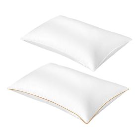 Luxury Bed Pillow Soft Goose Down Feather Pillow for Sleeping Home Hotel Use Queen Size - Coffee Line