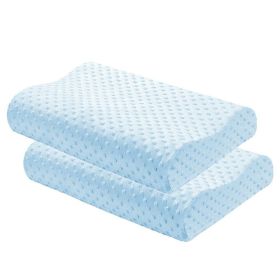 Contour Memory Foam Pillow Orthopaedic Head Neck Back Support Pillow with Cover, 1/2 Pack - Blue - 2