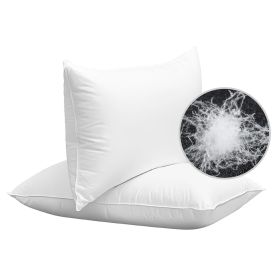 Luxury Bed Pillow Soft Goose Down Feather Pillow for Sleeping Home Hotel Use Queen Size - 2Pcs White